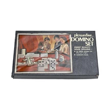 Pleasantime Domino Set Double Six Solid Opalene 28 Pieces Vintage with Box
