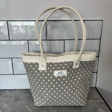 Earth Squared Grey Polka Dot Tote Bag Canvas Shoulder Handbag Zip Top Large Size