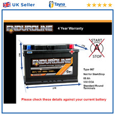 Battery fits VW SCIROCCO JETTA BORA CRAFTER POLO TOUAREG 067 550A 66Ah