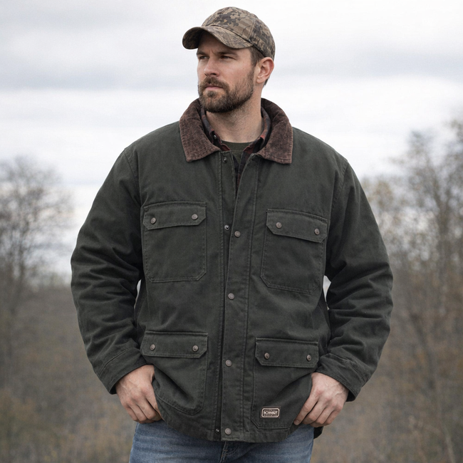 Schmidt Workwear Barn Coat Mens Sz 2XL Green Duck Canvas Chore Jacket Quilted