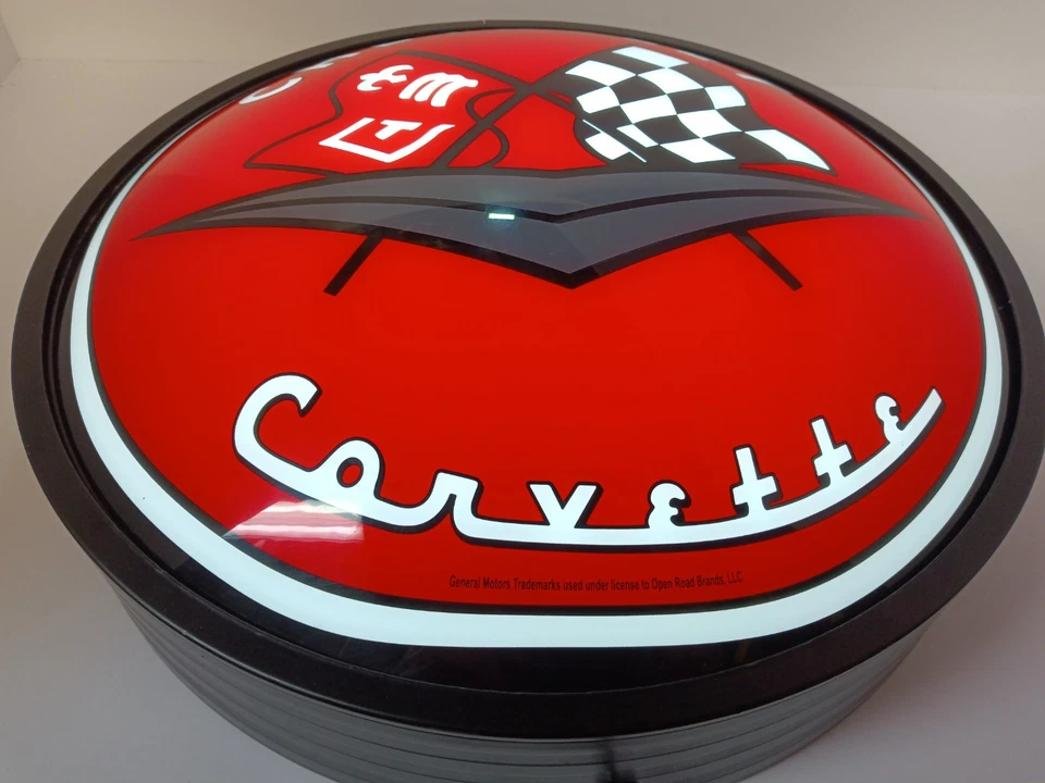 Chevrolet Corvette Lighted Flags 16" Sign Domed GM Racing Flags - Image 3 of 4