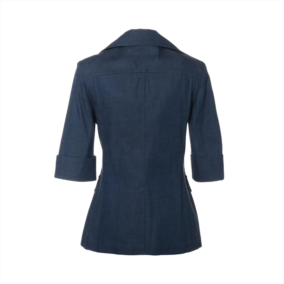 Gucci giacca denim cotone 38 donna blu navy 644532 GG bottoni marmont