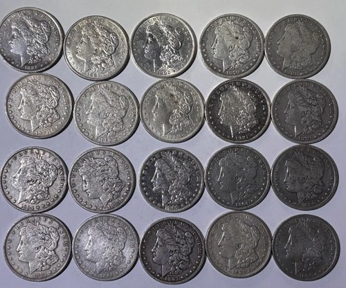 20 Morgan Silver Dollars mixed dates and mints.  Circulated Cull - VF