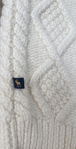 Maglione cardigan vintage anni 80 Abercrombie e Fitch lana pesante maglia cavo taglia:S - Foto 7 di 11