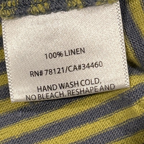Eileen Fisher Maxi Dress Women Medium 20x45 Linen Corinne Striped Stretch Tiered - Picture 3 of 7