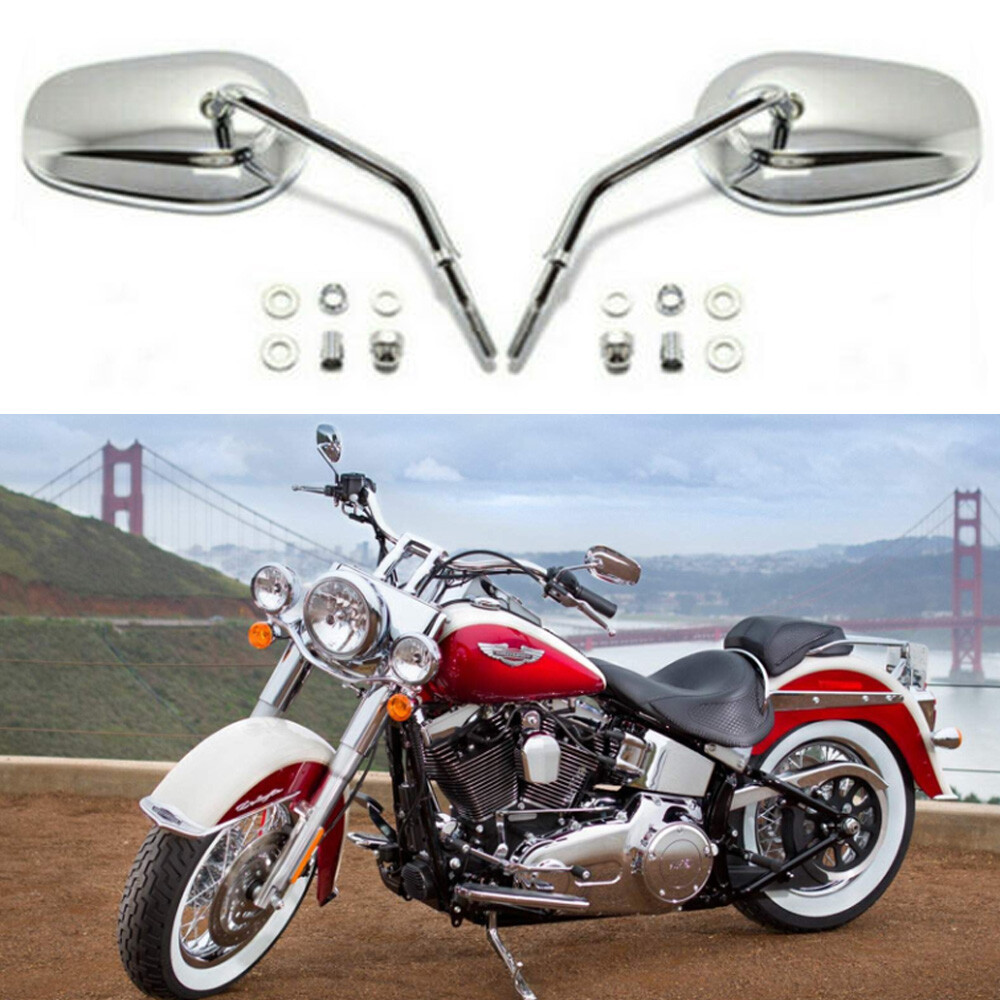 その他 Shi-1 Chrome Motorcycle Mirrors For Harley Davidson FLSTN Softail