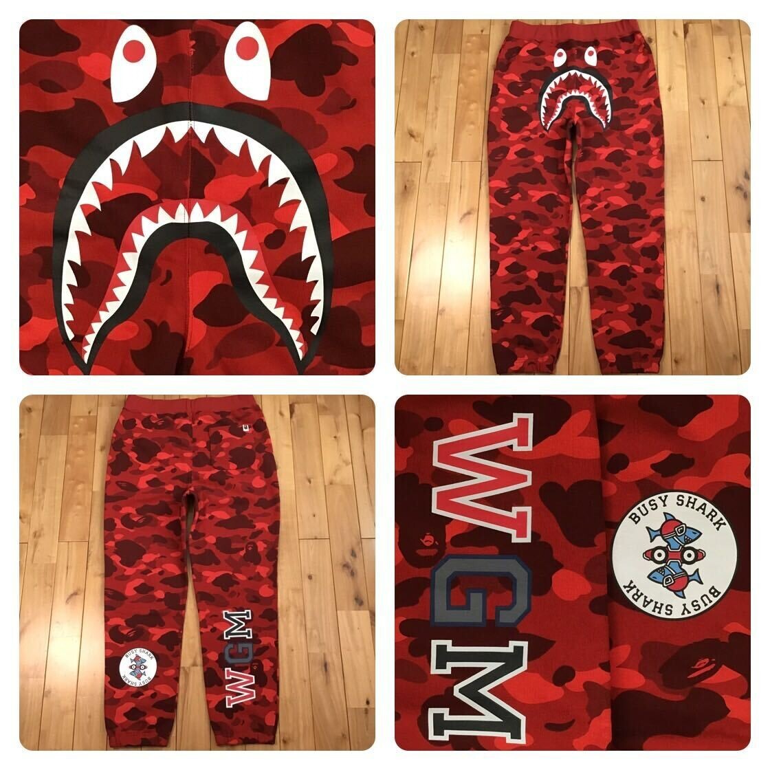 BAPE Red camo shark sweat pants A Bathing Ape Size L | eBay