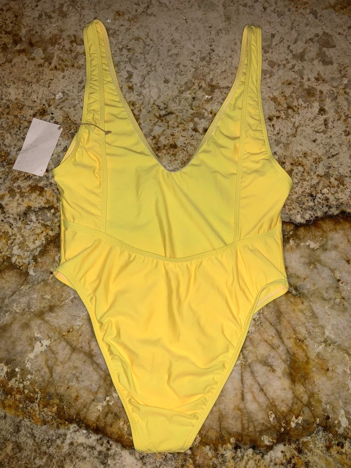 Traje de baño BASTA SURF amarillo brillante corte bajo pierna alto Mio 1 pieza NUEVO para mujer talla L Foto 3 de 4