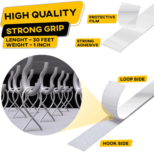Hook and Loop Tape Roll Heavy Duty Adhesive Industrial Strength 1 Inch x 30 Ft - Picture 3 of 7