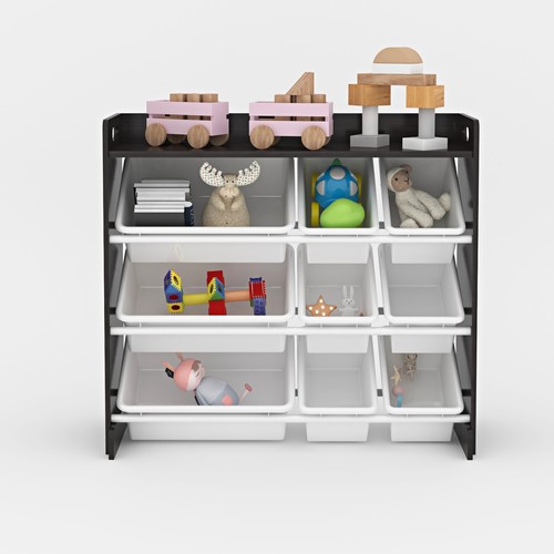 Kids Storage Wooden Unit Children's Bookshelf Toy Box 9 Cube 4 Tier Tubs Box UK - Picture 4 of 30