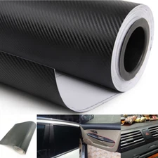 3D Car Interior Panel Black Carbon Fiber Vinyl Wrap DIY Sticker Accessories 