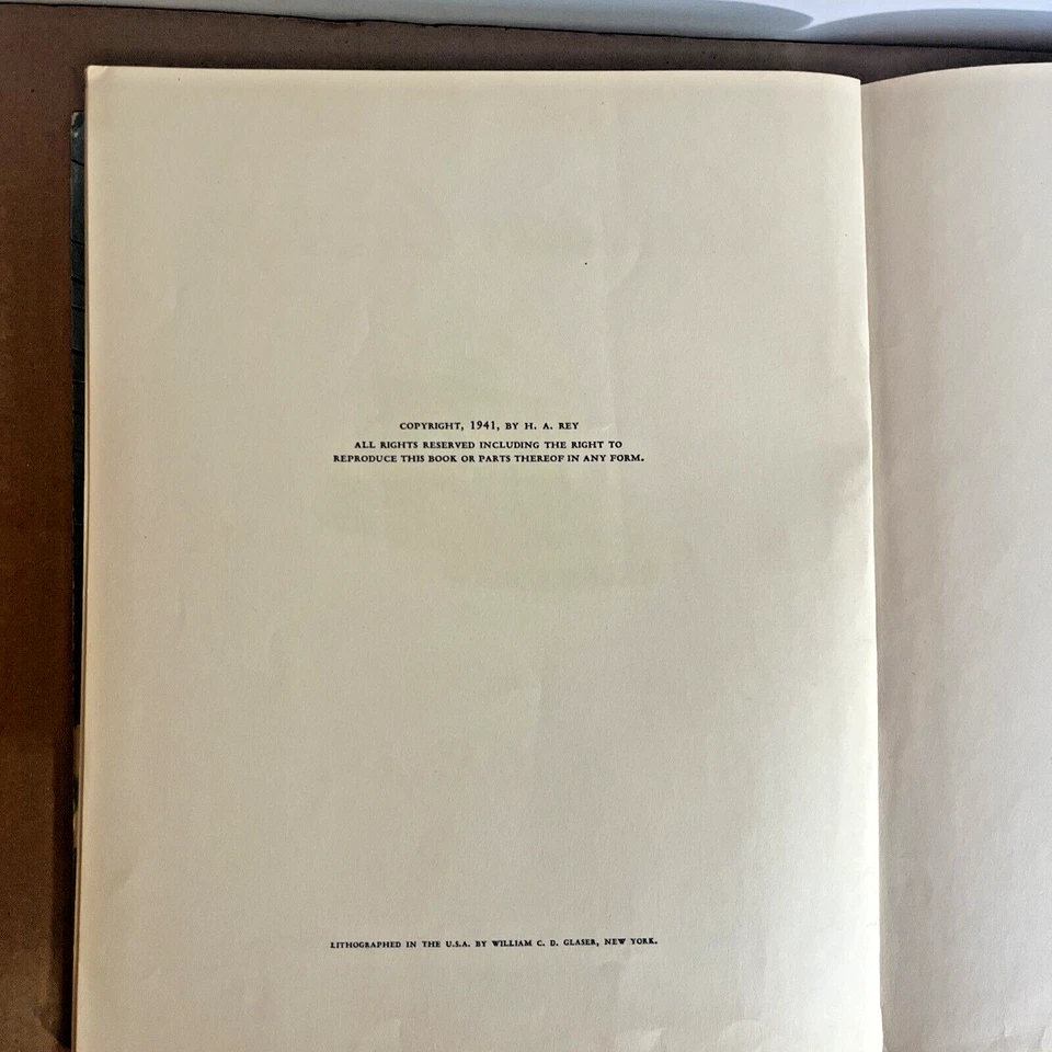 Curious George ~ H. A. REY ~ First Edition 1st Printing ~ Title Page Dated 1941 — 第 4/4 张图片