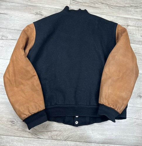 Giacca Mac Murray Boeing Letterman uomo XL feltro lana pelle marrone nero vintage - Foto 13 di 14