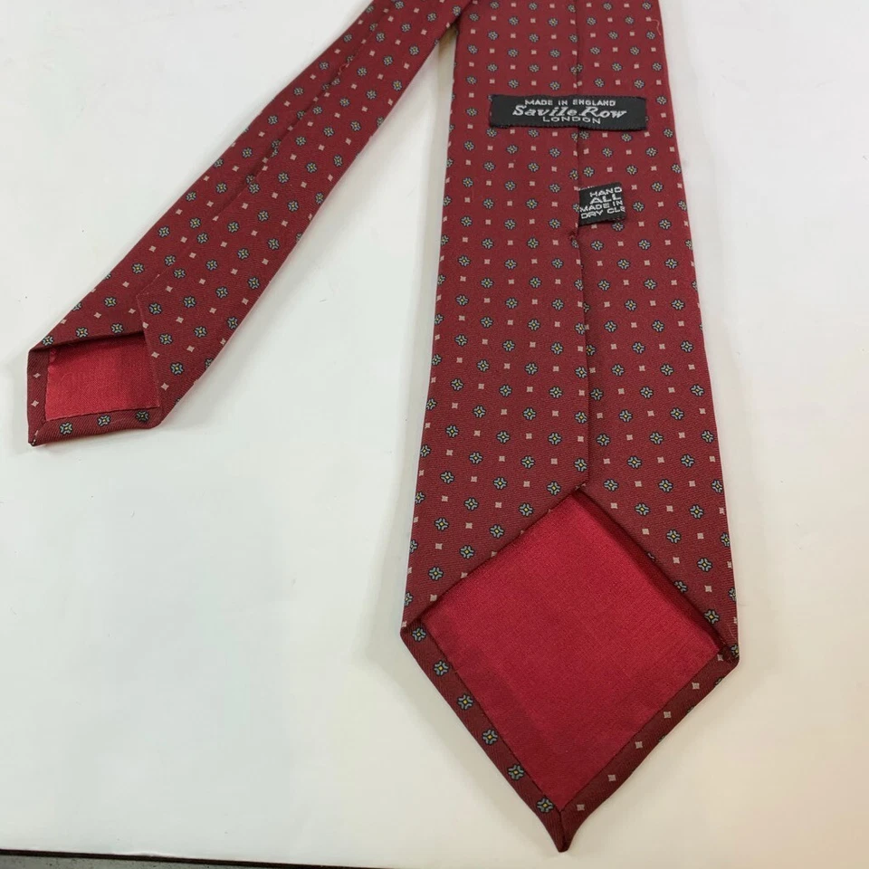Corbata clásica Savile Row para hombre azul borgoña floral seda texturizada 3 1/8 X 58 Foto 2 de 4