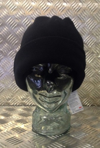 Black Fleece Thinsulate Beanie Hat - Very Warm - One Size - Brand New - Picture 3 of 8
