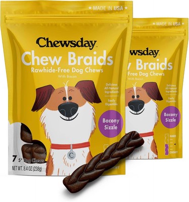 5-Inch Dog Chew Braids, Made in the USA, All Natural Rawhide-Free Highly-Digesti
