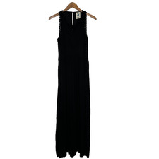 Anthropologie Mermaid Maxi Dress Size Small Avalon Black Crochet Sleeveless