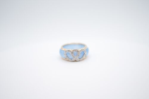 14K Yellow Gold Jade and Diamond Heart Multi Insert Band Ring - Picture 9 of 13