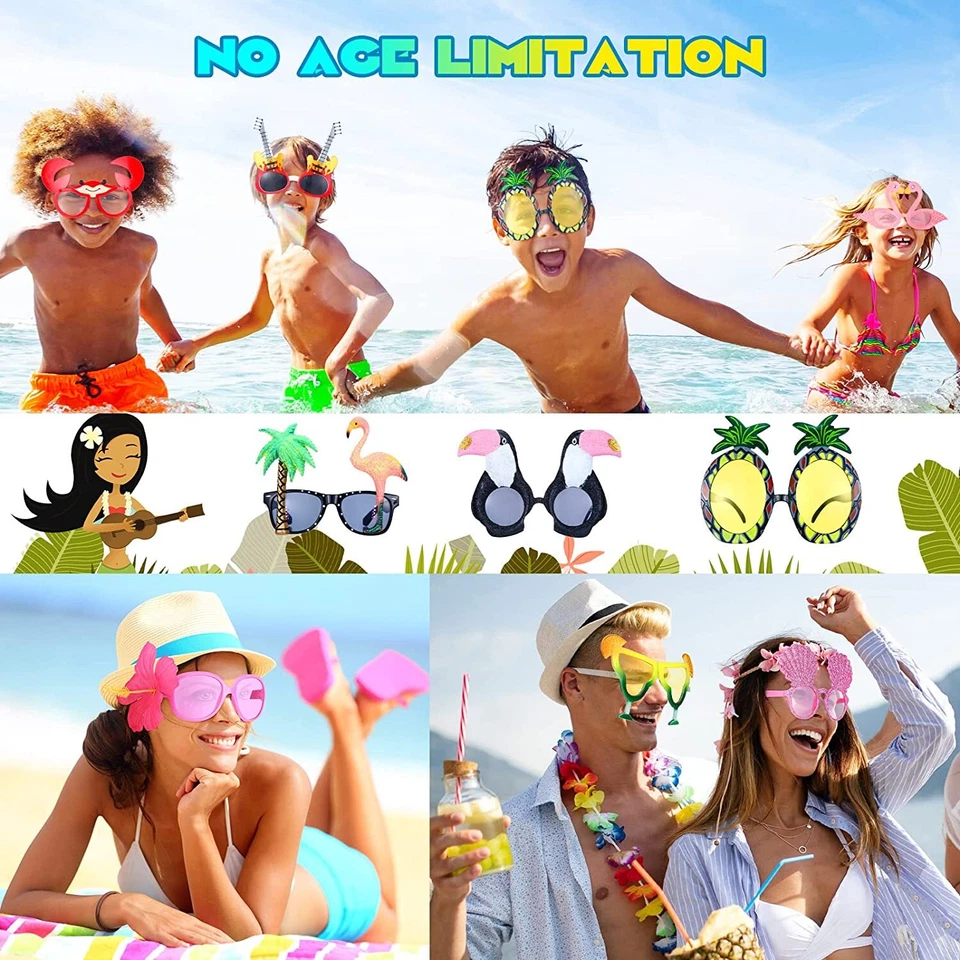 20 Pares Gafas de Sol Hawaianas Playa Fiesta Loco Tropical Favores para Niños y Adultos Foto 2 de 4