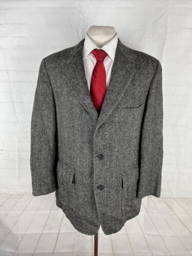 VINTAGE Brooks Brothers Men's Gray Herringbone Wool Blazer 44R $1,895 - Picture 1 of 12
