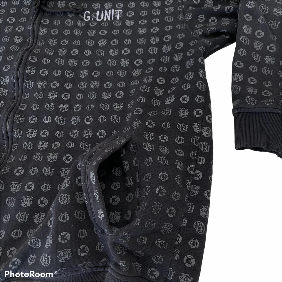 G UNIT 50 Cent Hip Hop Heavyweight All Over Logo Full Zip Hoodie SZ 2XB Men’s. - Image 4 of 4