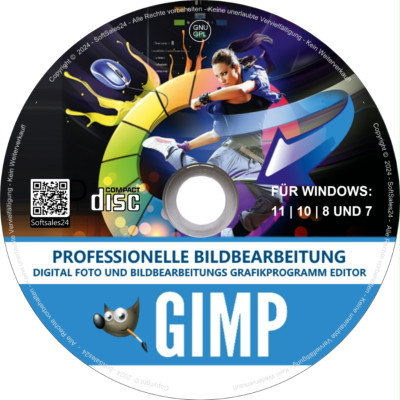   GIMP 2024 CD DIGITAL BILD FOTO BEARBEITUNG GRAFIK EDITOR FÜR WINDOWS 7-8-10-11