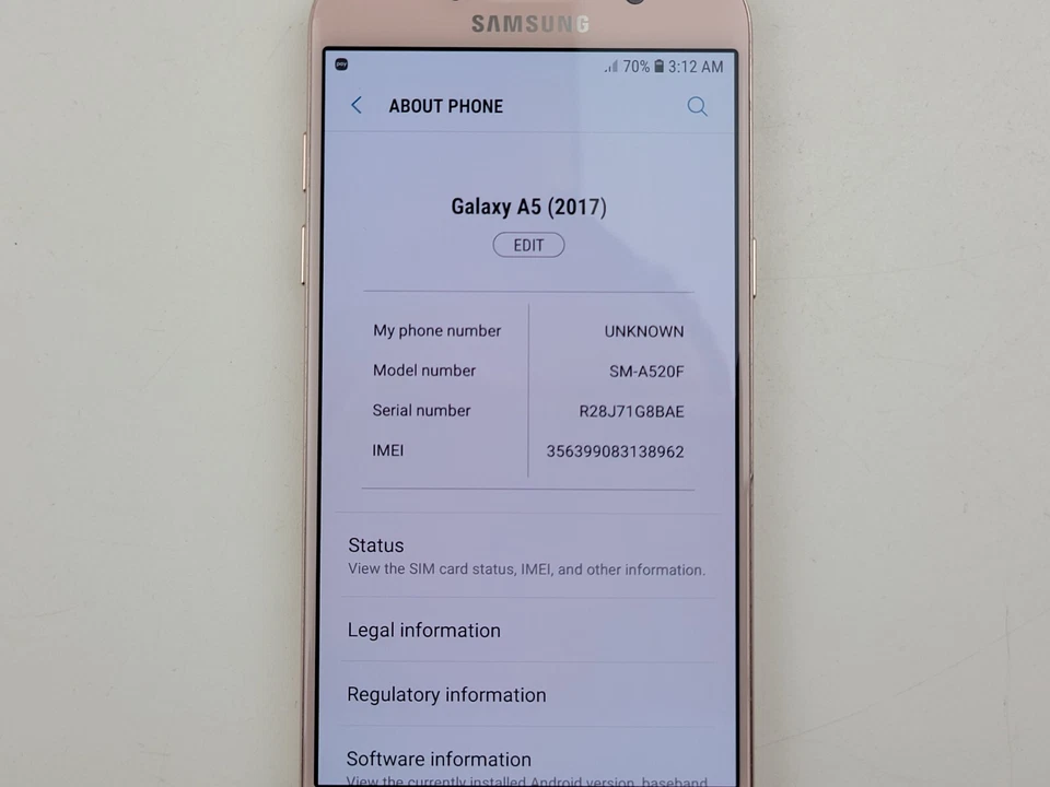Розовый смартфон (Telcel) Samsung Galaxy A5 (2017) (SM-A520F) 32 ГБ - H0974 - Изображение 3 из 4