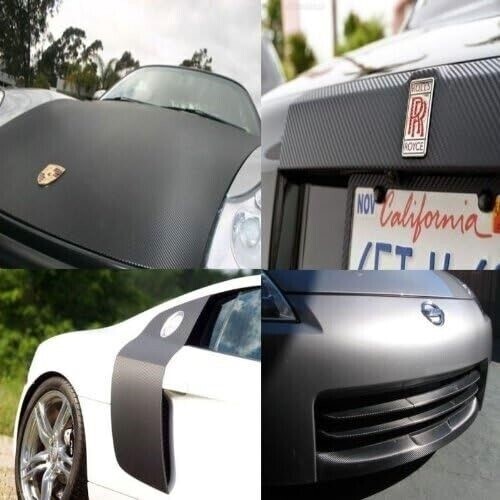 FOR MASERATI 60 X 60" BLACK CARBON FIBER VINYL WRAP SHEET ROLL FILM 5 X 5' 