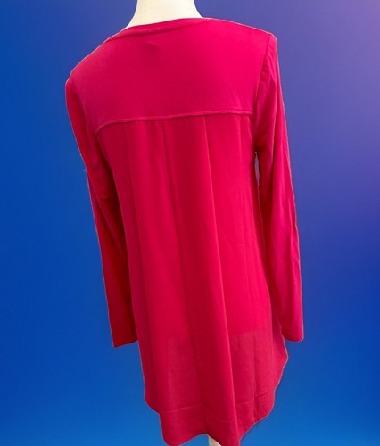 Chico's COLORFUL Knit Woven Back Tunic Top Summer Berry Pink NWT Sz XS. - Picture 7 of 9