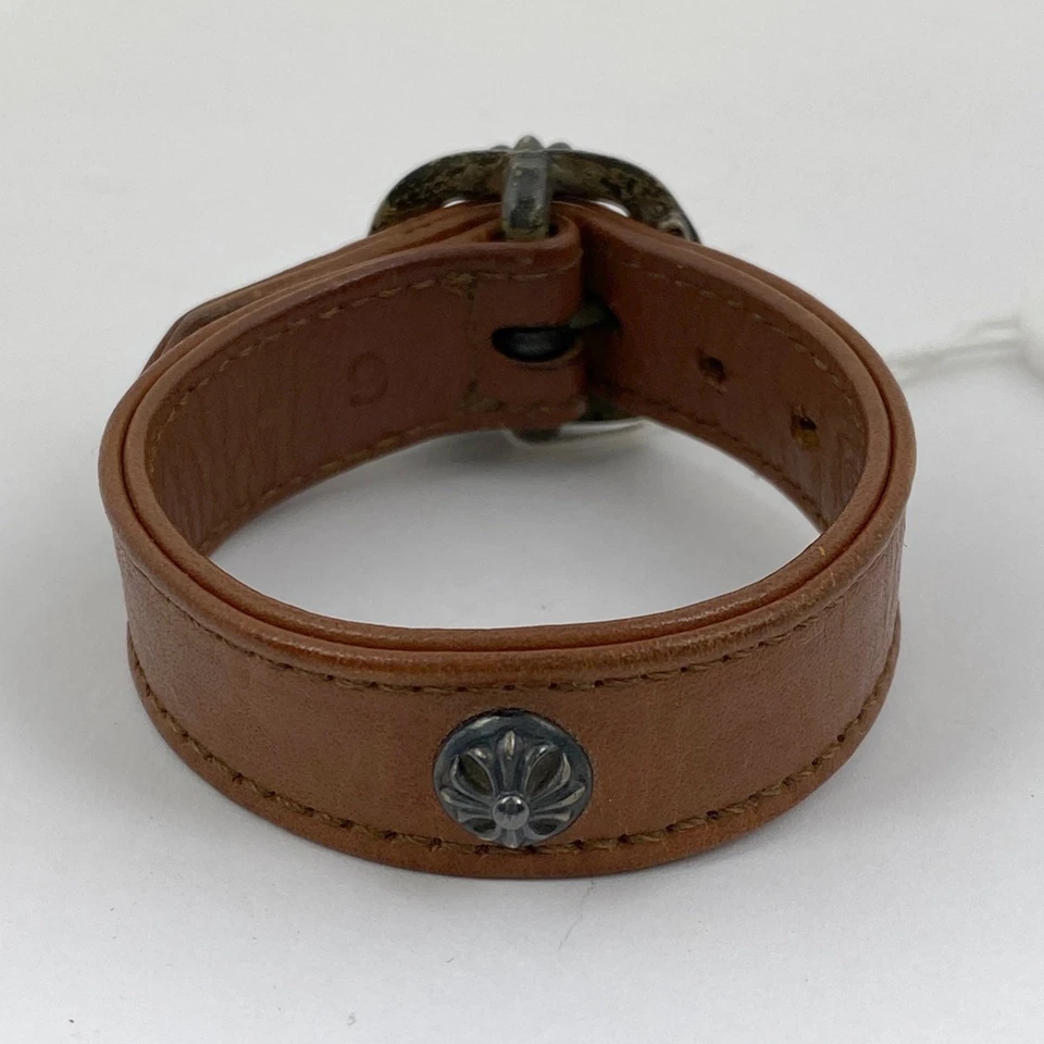 CHROME HEARTS Gunslinger 十字球皮革手链皮革银色... — 第 3/4 张图片