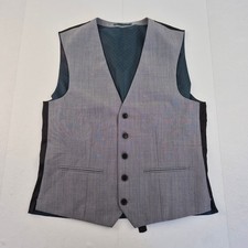 NEXT Waistcoat 40 Grey Men's Wool Blend Formal Occasion Adjustable