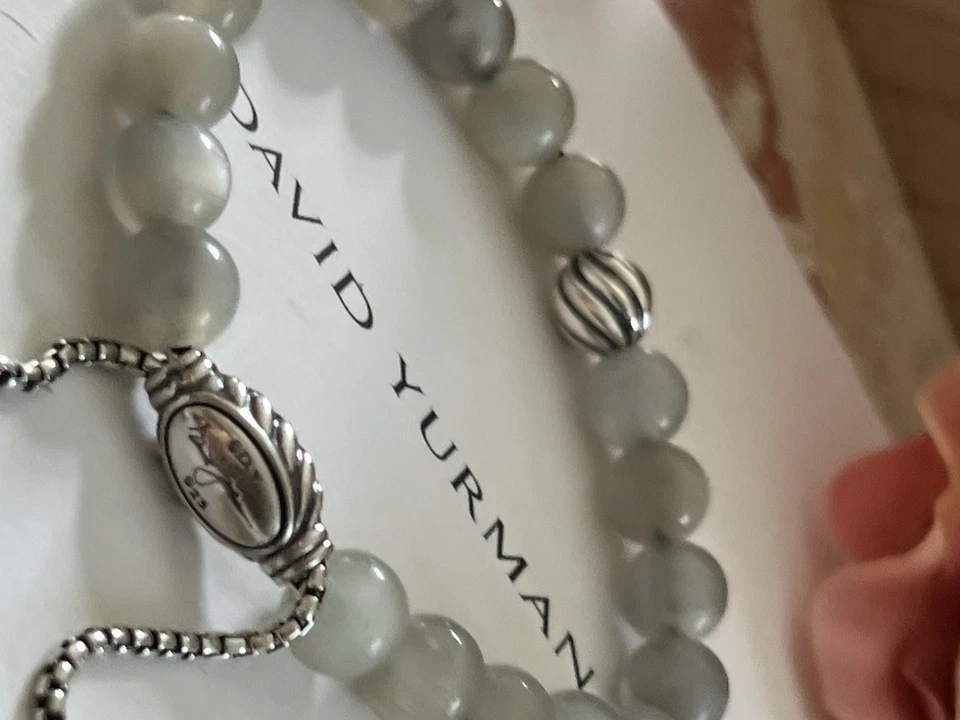 Brazalete de cuentas espirituales David Yurman de plata esterlina .925 piedra lunar ajustable Foto 3 de 4