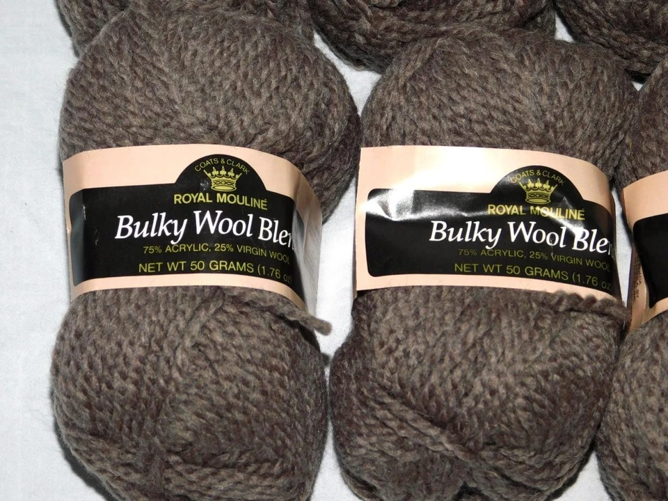 Coats & Clark Royal Mouline Smokey Brown 批量 10 个骨架纱线笨重羊毛混纺 — 第 2/4 张图片