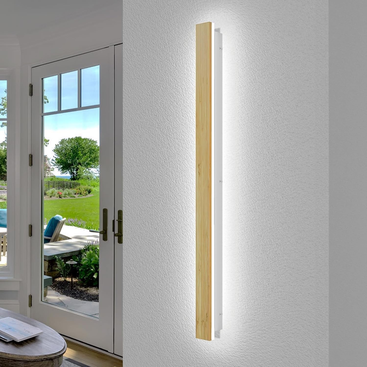 Lampada Da Parete In Legno Illuminazione Led Dimmerabile con Telecomando 36w