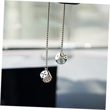 Creative Hanging Dice with Dots Car Metal Pendant Rear View Mirrors Silver
