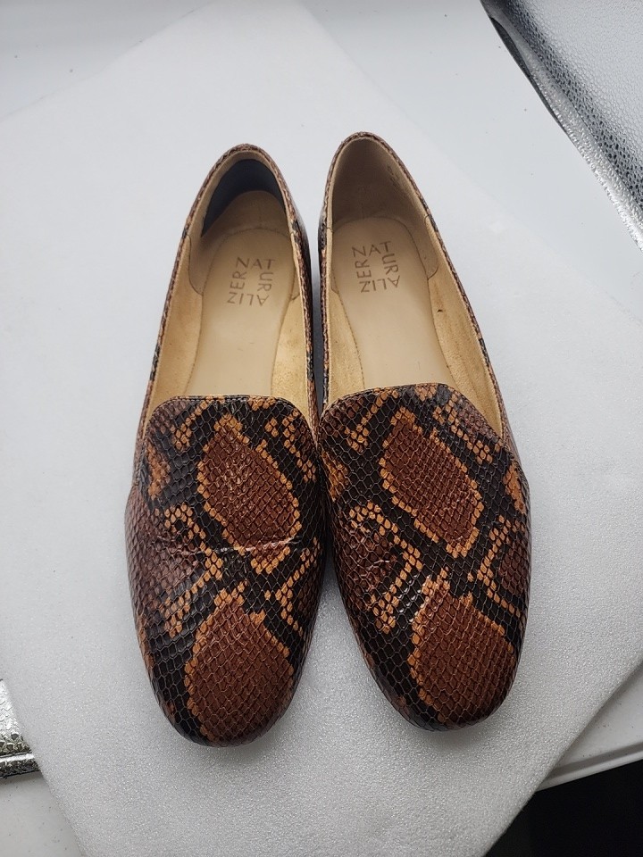 Naturalizer Python Snakeskin Print Flats, Leather… - image 1
