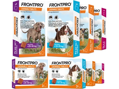 FRONTPRO Flea and Tick Chewable Tablets for Dogs Fast-Acting For S M L XL Dogs
