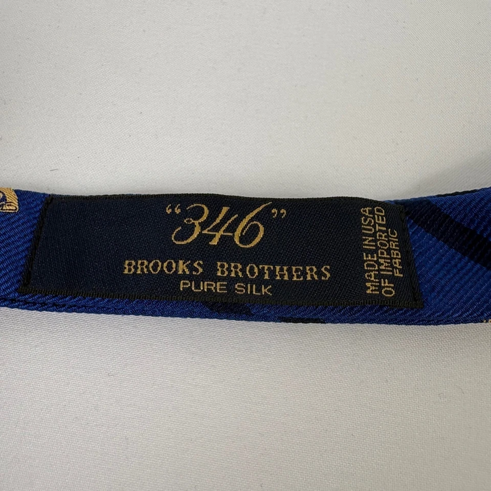 Pajarita Brooks Brothers 346 Para Hombres Ajustable 100% Seda Azul Dorado Corona Rayas EE. UU. Foto 4 de 4