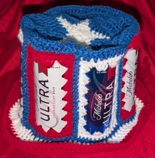 Crocheted Michelob Ultra 6 Panel Can Hat 