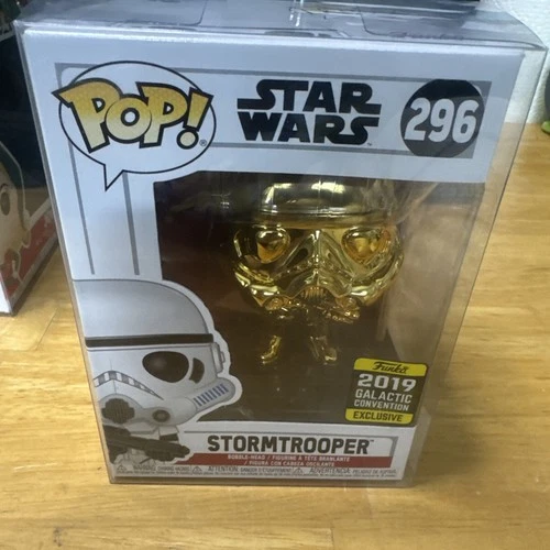 Funko Pop! Star Wars Celebration - Stormtrooper (Gold/Chrome) 296 with Protector