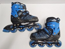 Nattork Adjustable Inline Skates-Light Up Wheels-Blue/Black Youth Size M 1Y-4Y