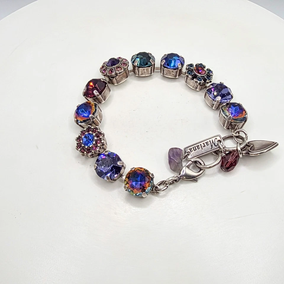 Pulsera para mujer Mariana púrpura azul Vitrail sandía Swarovski estrás 7" Foto 2 de 4