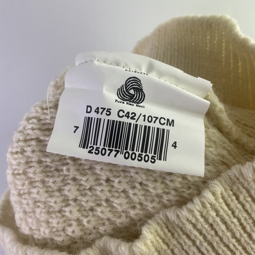 NEW Barbour Wool Sweater Men's 42 L Beige Knit Fisherman Chunky Scotland - Picture 9 of 9