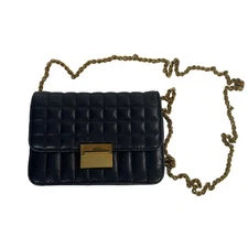 J Crew Black Quilted Leather Crossbody Bag Gold Chain Old Money Luxury Parisian