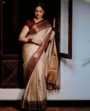 Designer Wedding wear Lichi Silk Saree With Blouse For Women Indian saree blouse