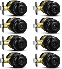 8 Pack Matte Black Privacy Door Knobs Keyless Round Ball Lock for Bedroom