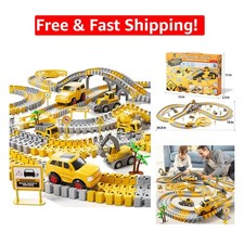 236 PCS Toddler Construction Race Track Set with Cars  Trucks - Safe Fun for...