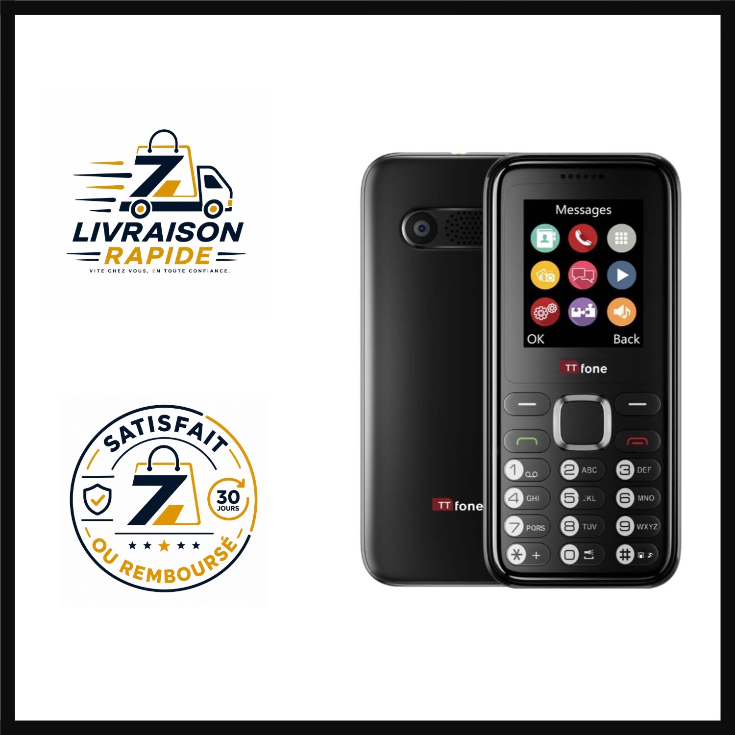 Téléphone TTfone TT150 longue autonomie avec bouton SOS d'urgence