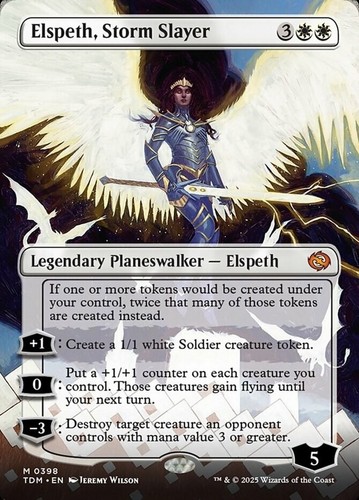 1x (398) Elspeth, Storm Slayer - BORDERLESS MTG Tarkir: Dragonstorm NM Magic Reg
