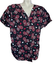 Scrubs Top Shirt Dr Nurse Medical Profession 3XL Heart Valentines Love Core Blk